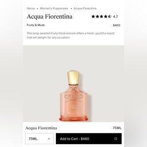 Creed Acqua Fiorentina Fragrance with Gold Cap 75 ML